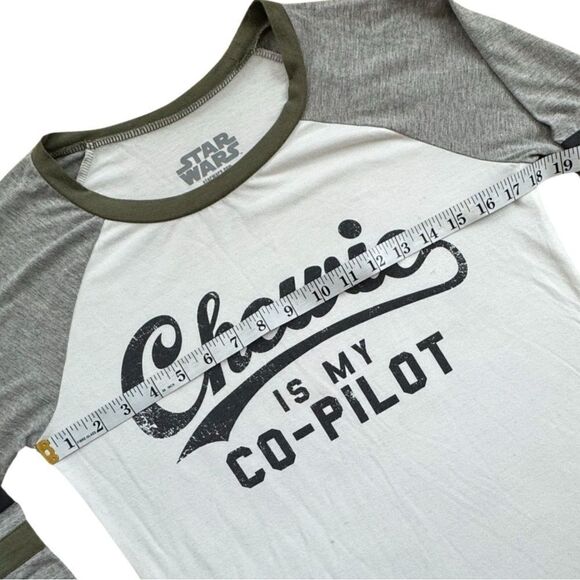 Chewie Is My Copilot Womens Licensed Starwars Raglan Slv Baseball T-Shirt Size S - Picture 7 of 10